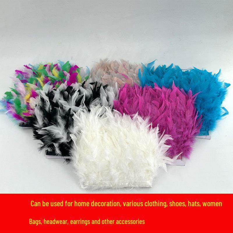 Red Lace Net Turkey Feather Strips for DIY Handmade Wedding Dance Costumes and Decorations