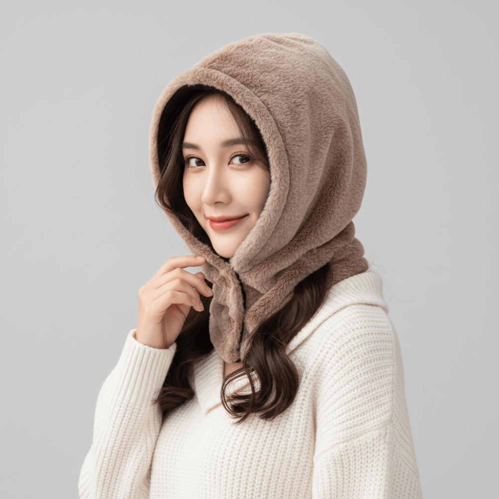 Утолщенная балаклава Шапка Воротник Зимняя Кепка Креативная Шапка с Защитой Ушей Женская/Для Девочек