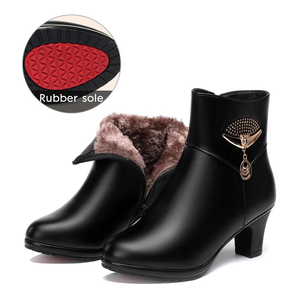 Новые кожаные ботильоны на толстом каблуке женские осенне-зимние замшевые слипоны на мягкой подошве на среднем каблуке с круглым носком хлопковые туфли для мамы