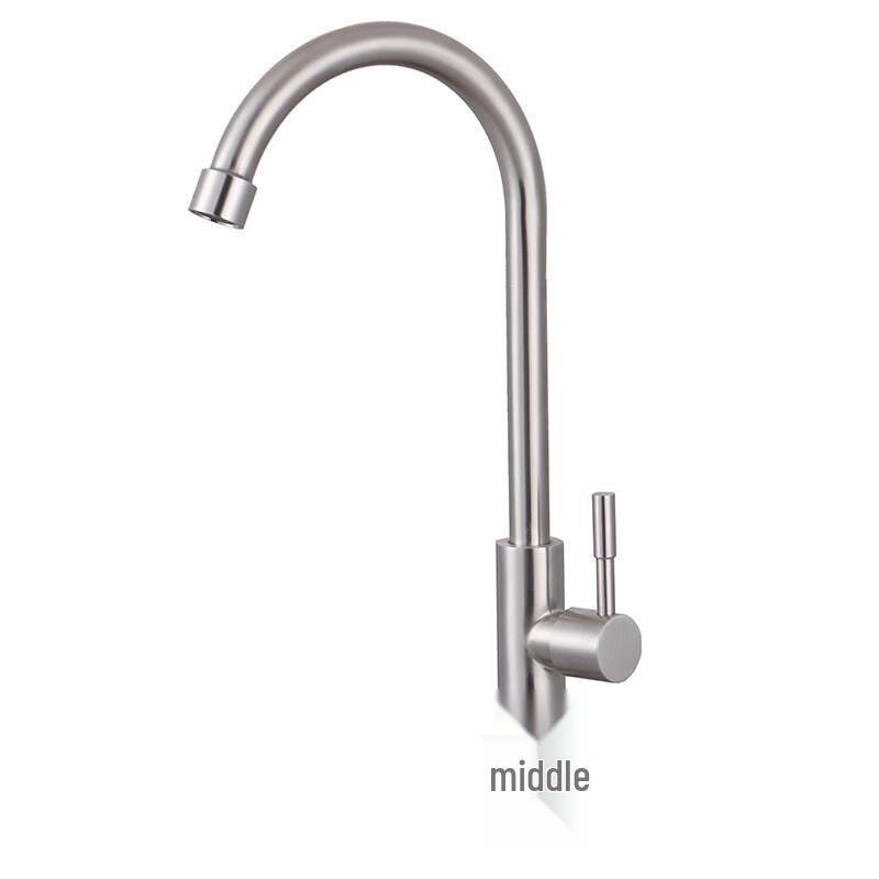 Zhuchuang Jingpin 304 Stainless Steel Single Cold Kitchen Faucet with Large Curved Spout