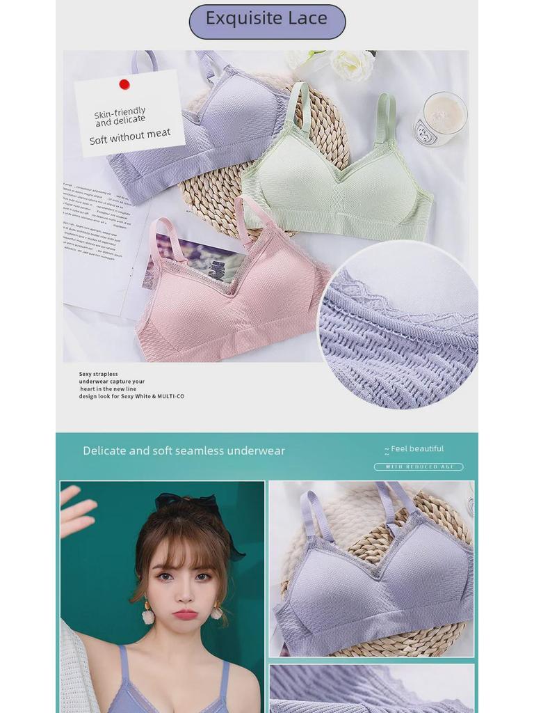 Бюстгальтеры для девочек-подростков: Без косточек, тонкий и антипровисающий, с фиксированной чашкой, для учеников средних и старших классов.