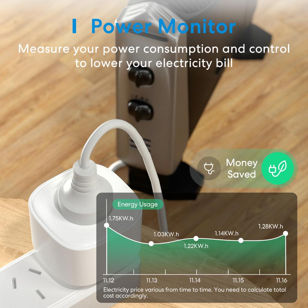 Au Smart Wi-Fi вилка с монитором энергопотребления Умная розетка работает с Alexa Google Assistant Smartthings