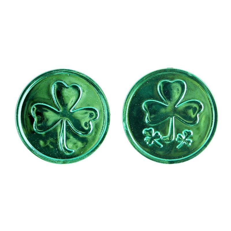 100 шт. Пластиковые Золотые Монеты Детские Золотые Монеты Игрушка Счастливый Четырехлистный Клевер Монеты Забавные Игровые Игрушки для Детей Вечеринка