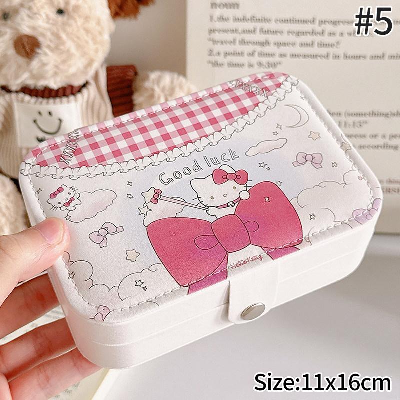 Шкатулка для украшений Hello Kitty Серьги Ожерелья Кольца Шкатулка для хранения украшений Большая вместимость Дорожная портативная сумка Подарок на вечеринку Косметичка