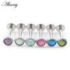 Alisouy 1PC Stainless Steel Opal Stone Labret Lip Tongue Rings Ear Tragus Helix Cartilage Stud Earrings Piercing Body Jewelry