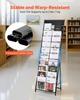 Brochure Display Rack, 20 Pockets Magazine Literature Display Stand, Portable Floor Standing Magazine Rack, Metal Newspaper Catalog Holders for Shop,