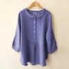 Plus Size Women's Solid Color Peter Pan Collar Lantern Sleeve Top