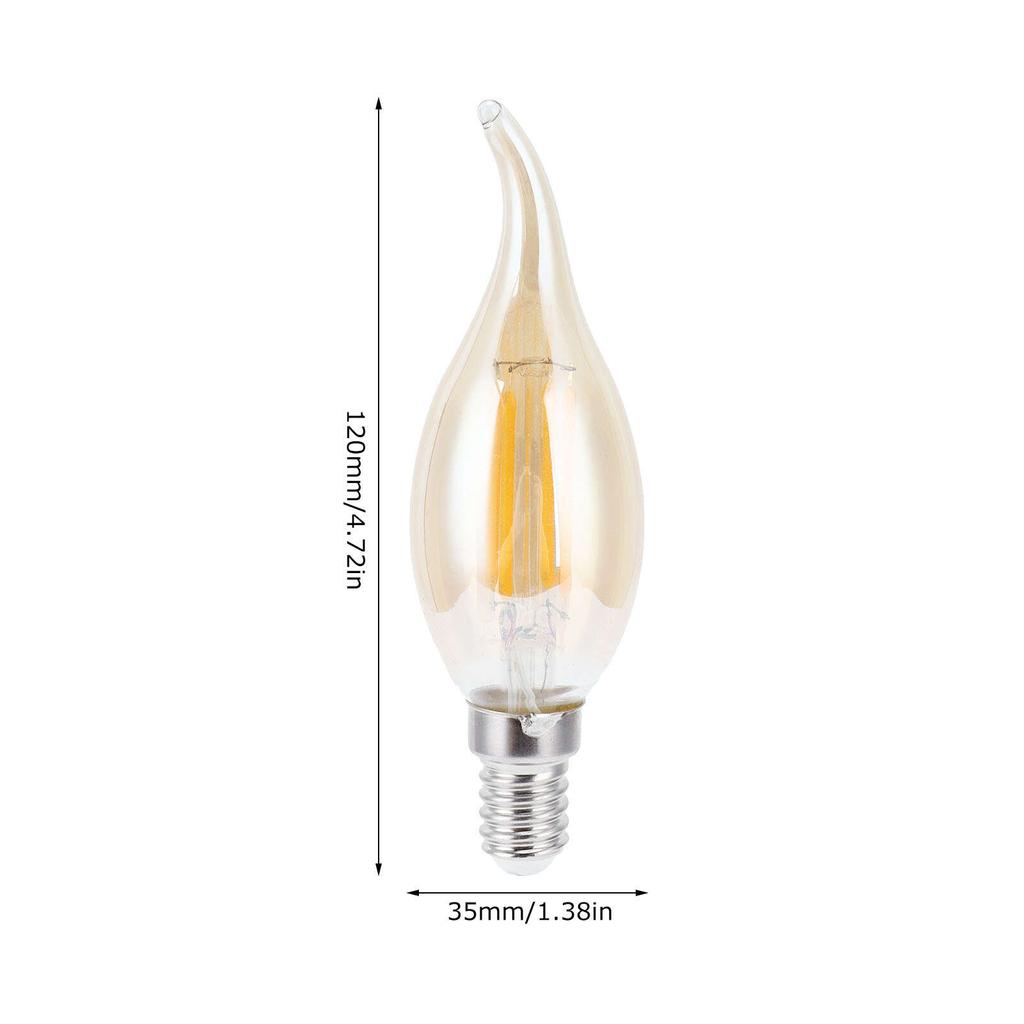 10 шт. светодиодных лампочек C35 с золотой нитью накаливания 2700 К 4 Вт с цоколем E14, прозрачное стекло, теплый белый свет 220?240В
