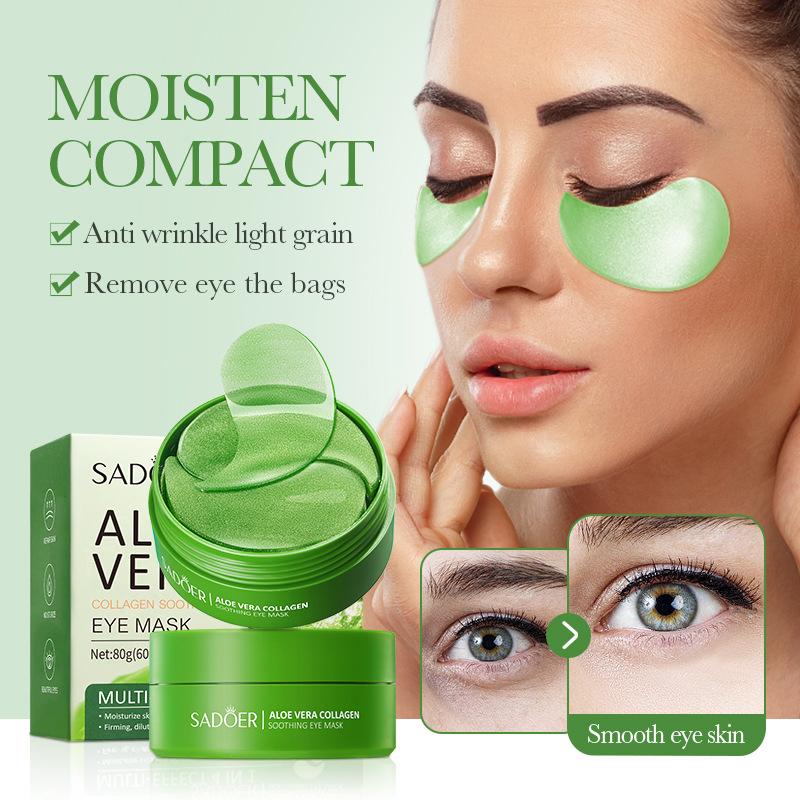 Маска для глаз с алоэ вера SADOER Collagen Улучшает темные круги под глазами Мешки под глазами