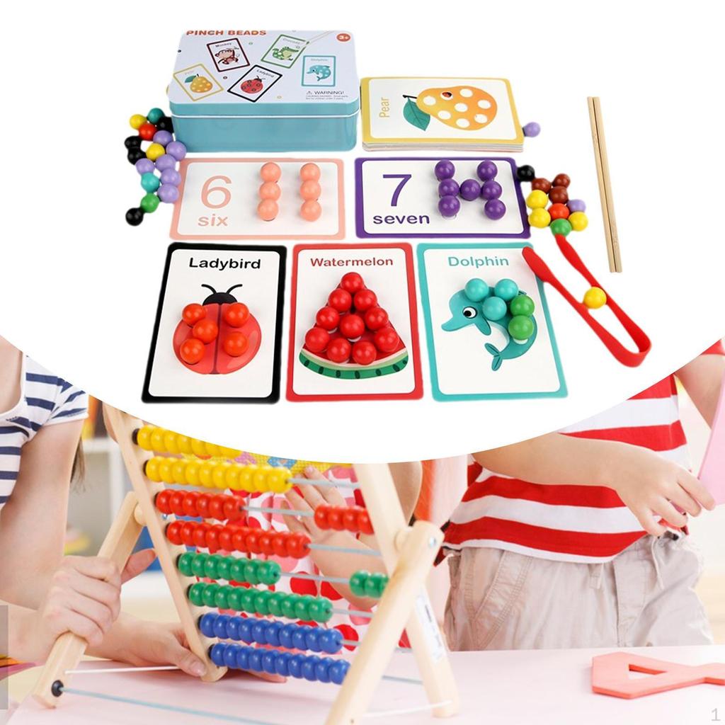 Clip Beads Toy Educational Counting Matching Game for Preschool Kindergarten