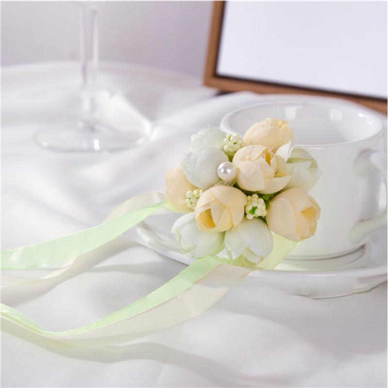 Корсаж на запястье, браслет невесты из искусственного шелка с цветком, свадебные аксессуары, рука сестры