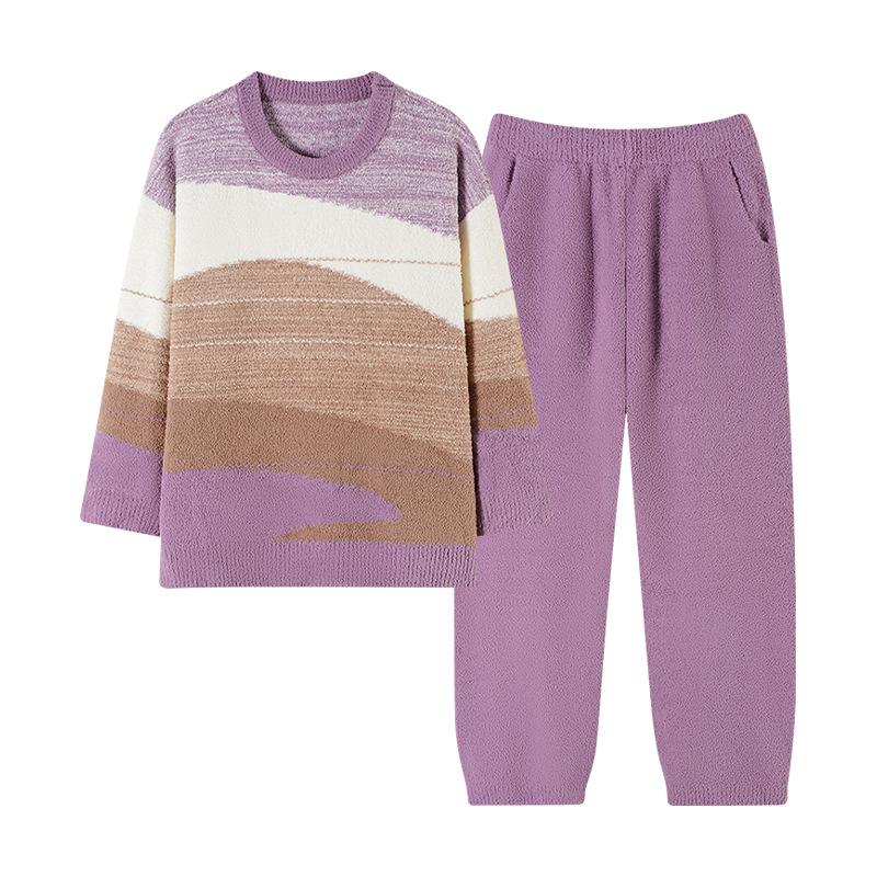 Пижама из полуфлиса женская зимняя флисовая утолщенная из кораллового флиса для сохранения тепла, осенью и зимой можно носить мягкий костюм для дома