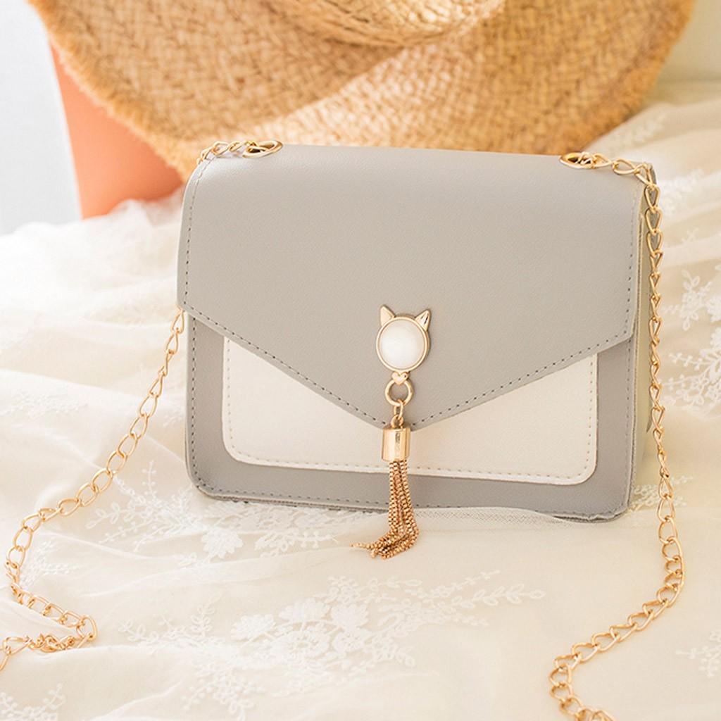 Женский чехол с бахромой на плечо, маленькая квадратная сумка, сумка для мобильного телефона с кошкой