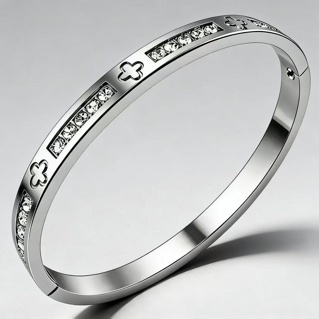 Elegant Roman Numeral Intertwined Titanium Steel Bracelet for Women - Diamond Inlaid, Double Layer, Colorfast Jewelry