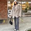 Fashionable Street Style Fox Fur Coat Loose Suit Collar Medium Long Imitation Fur Coat for Women Autumn-winter Fur Overcoat