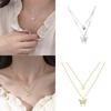 Choker Bling Shiny Butterfly Necklace Ladies Gift Jewelry Accessories Double Layer Clavicle Chain
