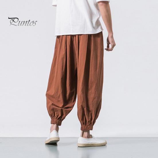 Весна Осень Мужские шаровары Шаровары Свободные завязывающиеся на шнурок эластичные карманы Глубокий шаговый шов с резинкой на щиколотке Однотонные спортивные брюки Повседневная одежда Спортивные брюки