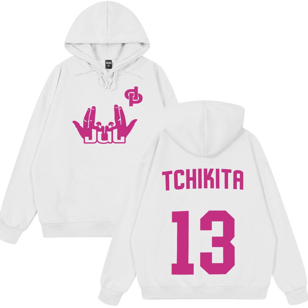 Jul Tchikita 13 Front Back Print Graphic Hoodie Unisex Long Sleeve Oversized Loose Streetwear Pullover Hoodie
