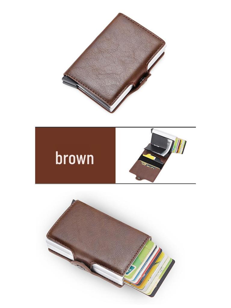 Men's Carbon Fiber RFID Anti-Theft Double Layer Metal Card Holder Wallet