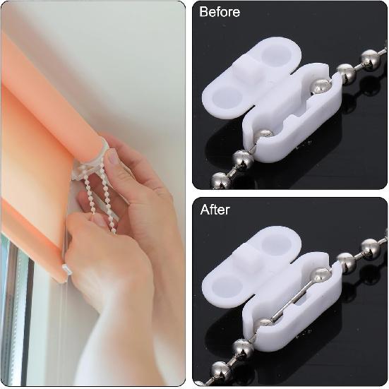 Ball Chain Connectors 30 Pcs Roller Shade Beaded Connector White Plastic Beaded Chain Connector Connector Clips for Blind Cord Vertical Roman Roller