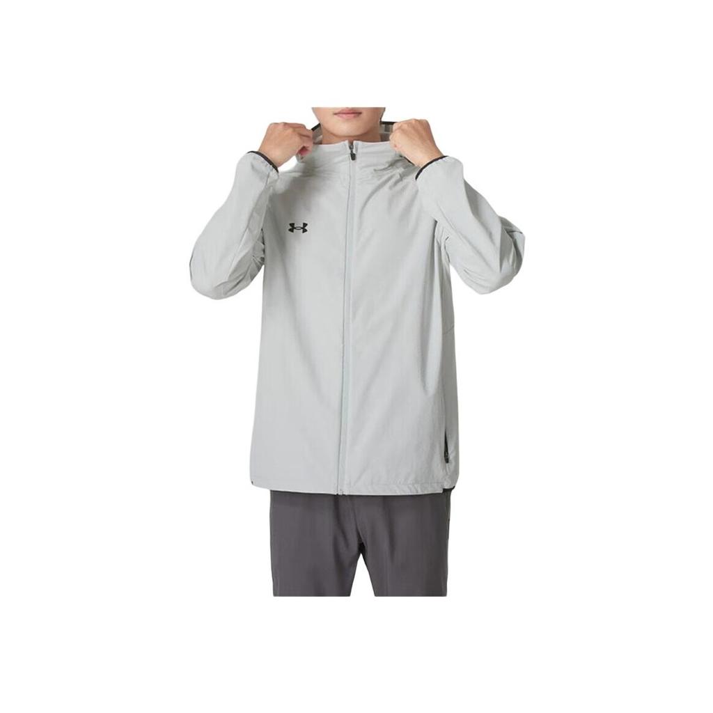 Under Armour Solid Color Casual Sports Hooded Breathable Long Sleeve Jacket Unisex Jackets Gray 24600410-009