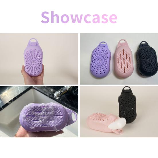 Силиконовый мешочек для мыла с дренажными отверстиями, дизайн с кнопкой, двусторонний отшелушивающий мешочек для мыла, кармашек для хранения мыла, мочалка для душа