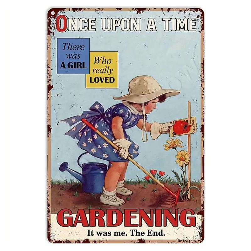 Welcome To Our Garden Metal Tin Signs, Dirty Hoe Wall Art, Sunflower Retro Poster for Home, Yard, Plants Decor, Garden Rule S