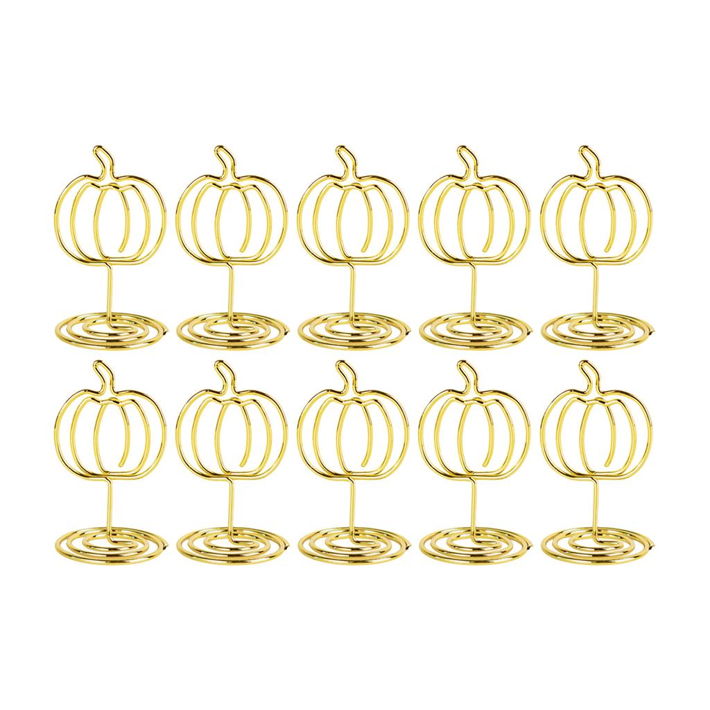 10Pcs Hollowed Pumpkin Note Holder Iron Wire Table Number Stands Photo Display Stand For Thanksgiving Table Decoration