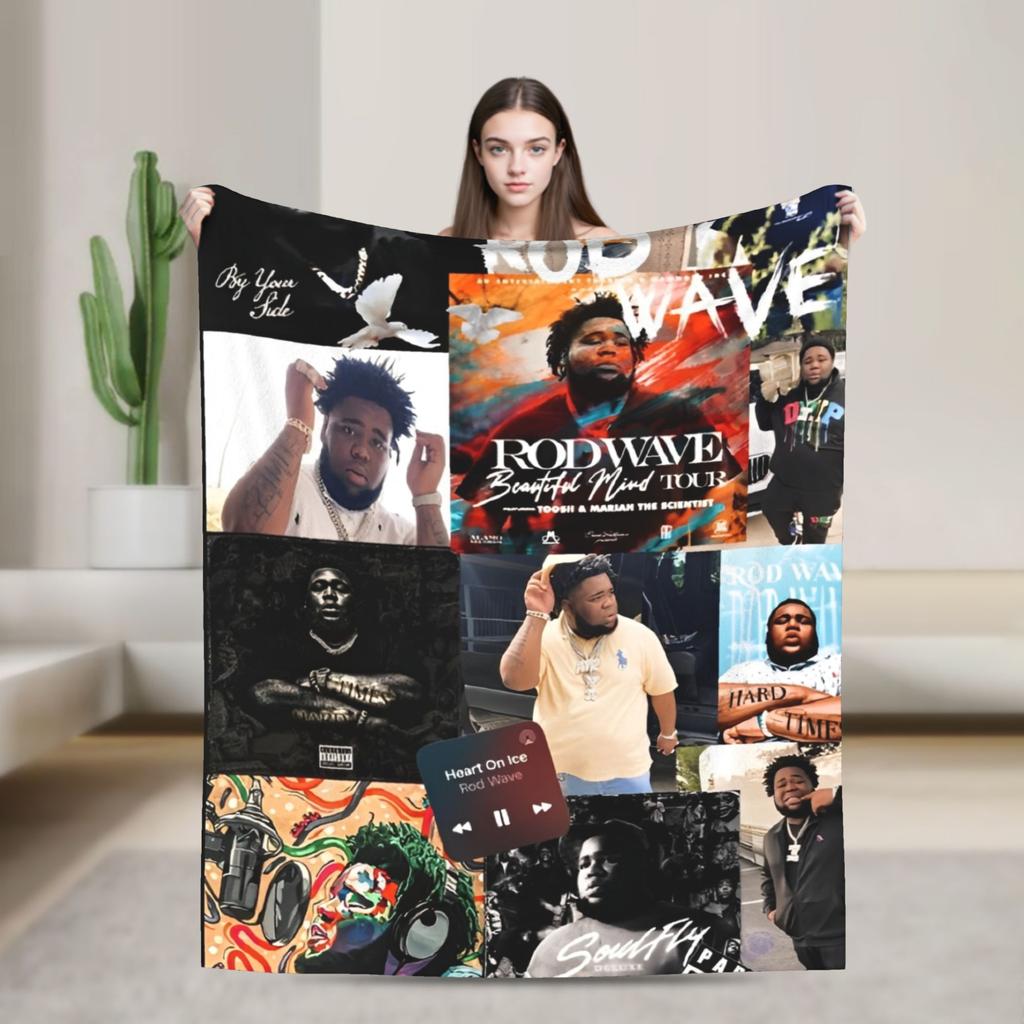 Rapper rod wave Blanket Decorative Flannel Bedding Throws For Couch Bed Super Warm Custom Quality Bedspread Gift
