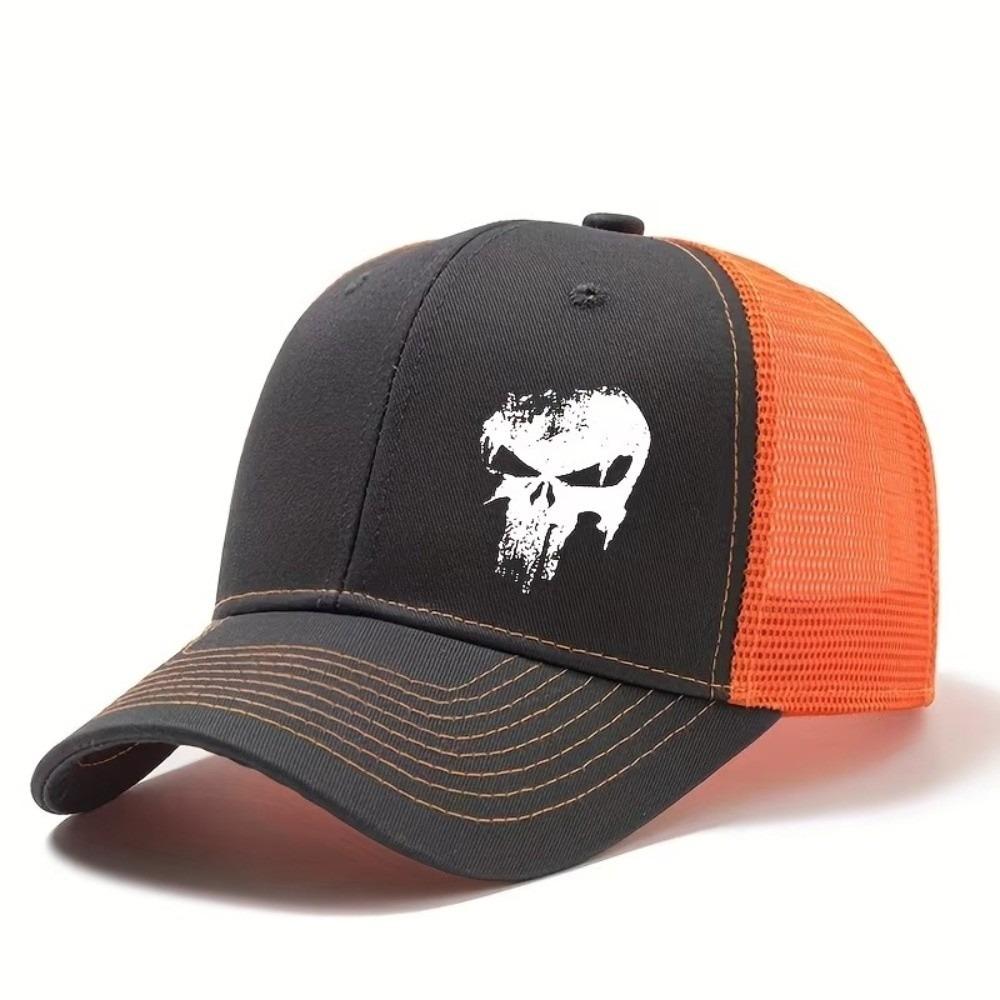 Unisex Printed Skull Cap Mesh Curved Brim Hat Classic Baseball Cap Outdoor Summer