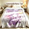 Elephant Theme Soft Blanket Personalized Custom Name Text Print Warm Blanket Home Sofa Bedroom Decor