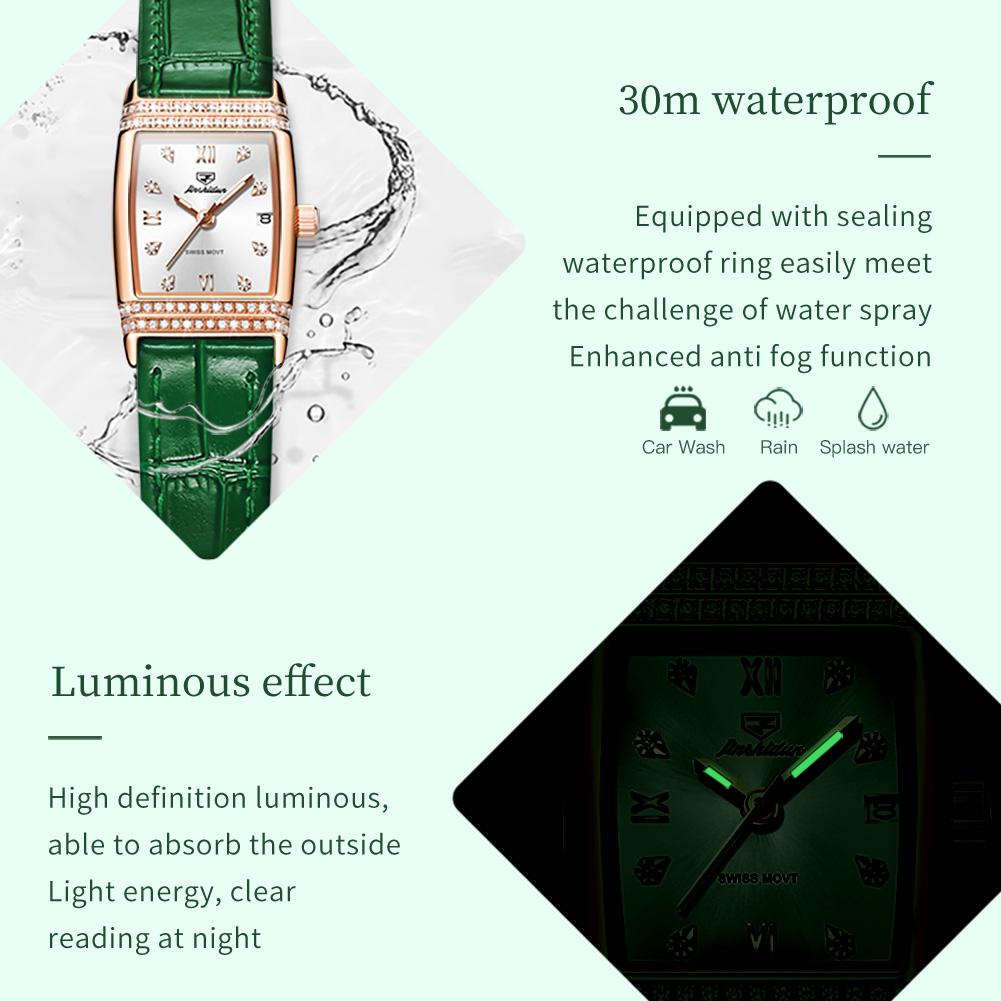JIN SHI DUN Brand Watch Light Luxury Waterproof Luminous Quartz Watch Simple Diamond Set Women's Watch