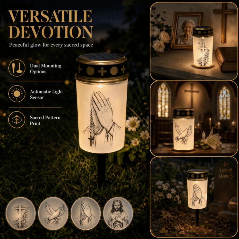 Waterproof Flameless Ceremony Grave Lantern Solar Sensor Candle Memorial Light Memorial Gift