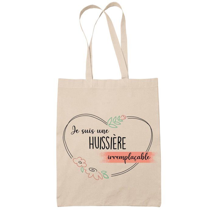 Tote bag - PLANETEE - Huissière femme Irremplaçable - Coton naturel - Imprimé en France - Grande contenance