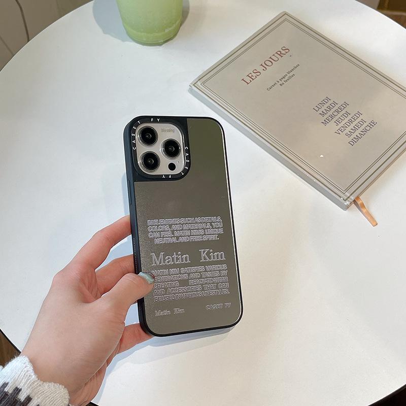 "Корейский джинсовый противоударный чехол для Apple iPhone 12-16 Pro Max, модный зеркальный дизайн."