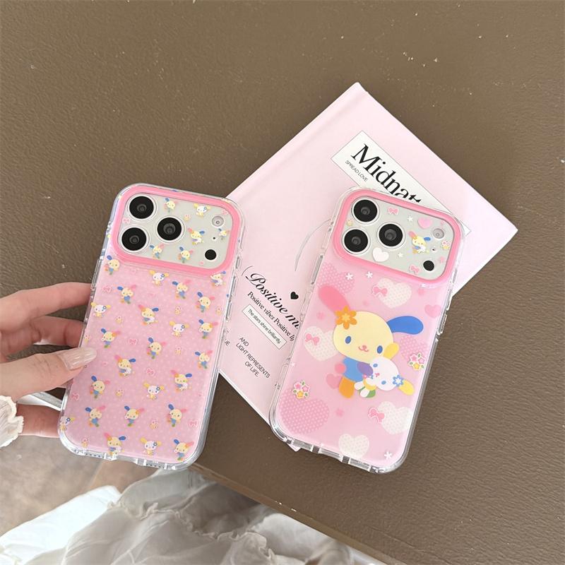 Милый 3D Мультяшный Чехол-Зайчик для iPhone 16 15 17 Pro Max Кавайный Розовый Цветочный Узор Ударопрочный Защитный Чехол с Камерой