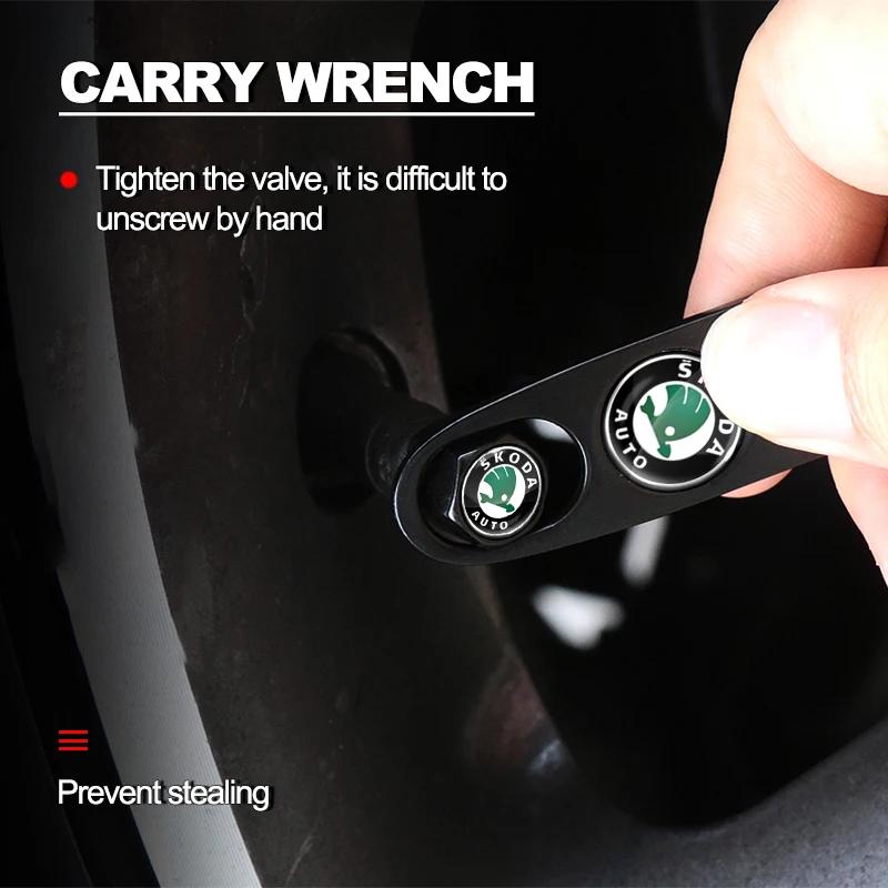AAAJH1 Car Keychain Tire Valve Cap Car Styling Accessories For Skoda Octavia MK2 MK1 2 3 A5 A7 A8 Fabia Karoq Superb Rapid Kamiq Scala
