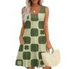 Women's Casual St. Patrick's Day Printed U-Neck Vest Dress With Side Pockets