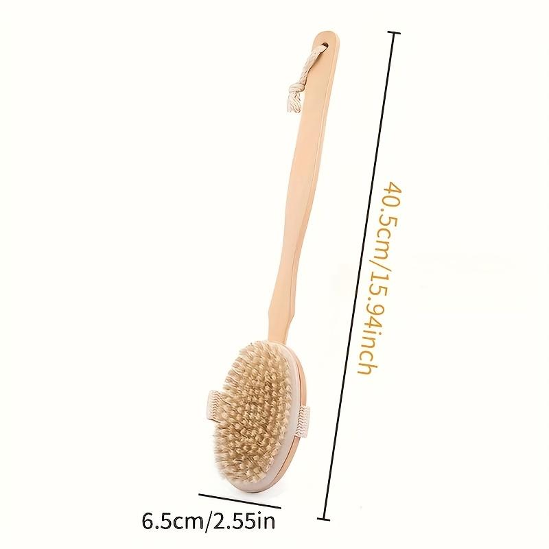1 шт. Деревянная щетка для ванны с длинной ручкой, массажная щетка, деревянная щетка с щетиной кабана, скраб для ванны для сухой кожи, отшелушивание и массаж тела