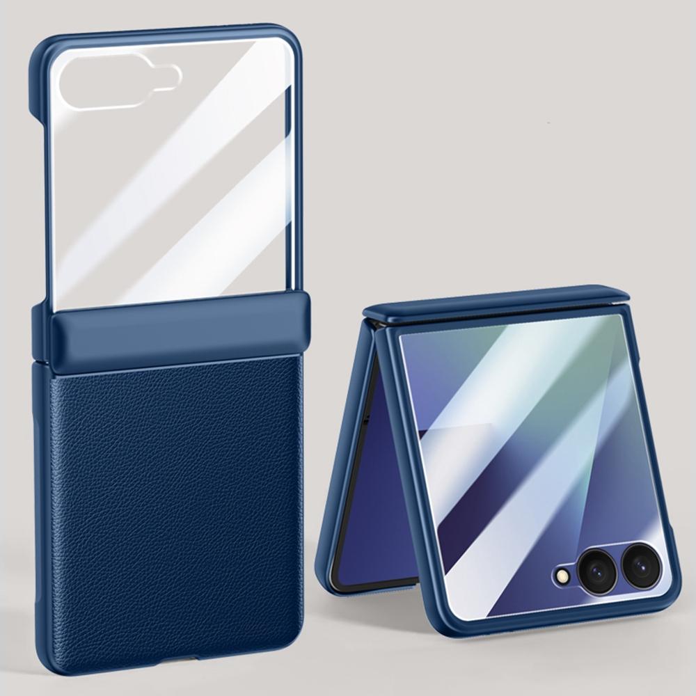 Для Samsung Galaxy Z Flip7 5G Чехол Кожа+ПК Чехол для телефона HD Защитная пленка для маленького заднего экрана