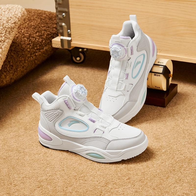 Anta Kids Synthetic Leather Arc Light Trendy Versatile Lightweight Shock Absorbing High Top Kids Skate Shoes Kids Skate Shoes A22448095-1