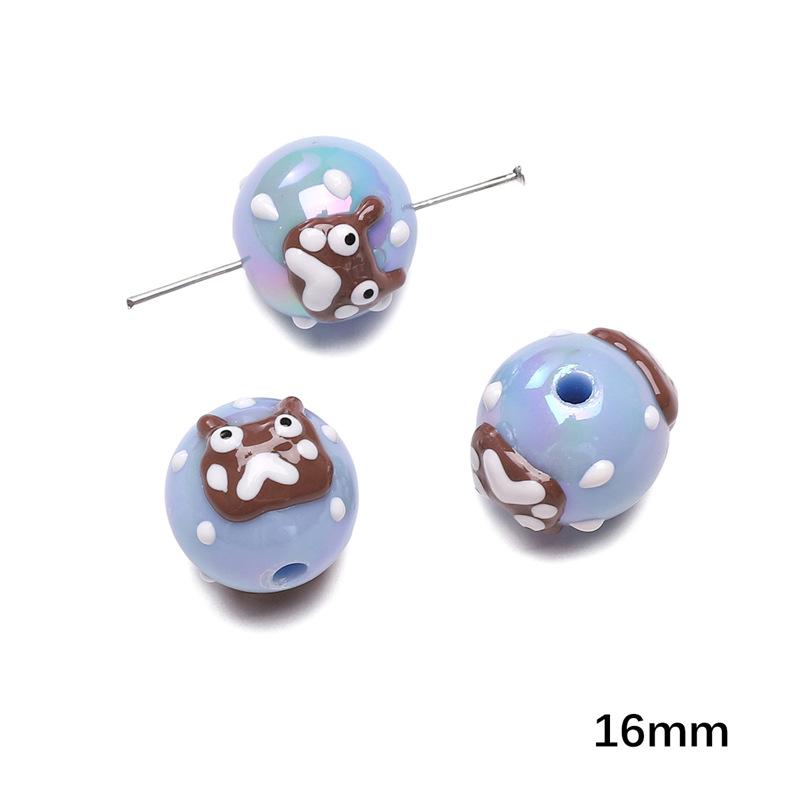 Handmade Beads Acrylic Double-sided Hand-painted Round Beads Graffiti Handmade Beads Diy Weaving Cell Phone Chain String Loose Beads Material