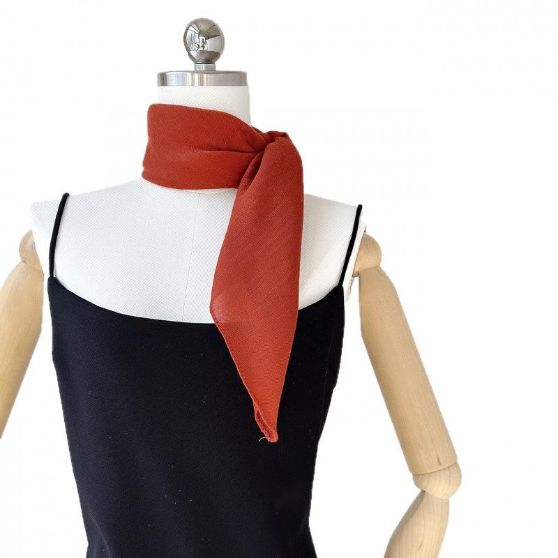 Malay headscarf spring and summer 71 solid color square scarf velvet herringbone silk scarf high-end cotton and linen headscarf