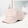 Women Beret Vintage Style Solid Color Faux Leather British Style Octagonal Hat Short Brim Painter Hat Parties Shopping Newsboy Cap