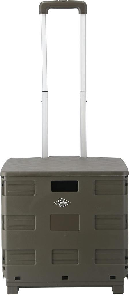 Fuji Boeki Carry Cart Folding Shopping Cart Width 45 X Depth 38 X Height 99cm Khaki Outdoor Compact with Lid Load Capacity 30kg 86442