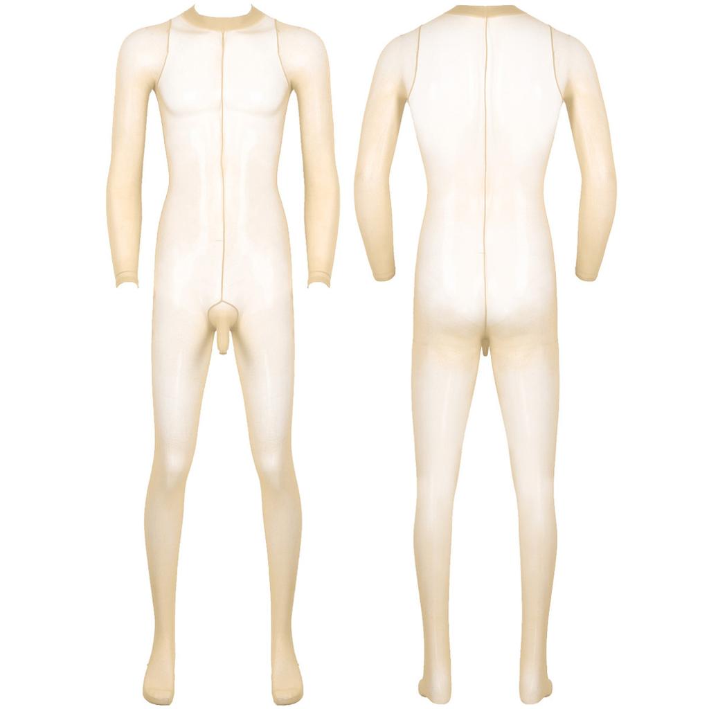 Men's Sheer Mesh Full Body Stockings Pantyhose Stretchy Footed Tights Leggings Bodysuit