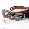 Пояс из искусственной кожи с металлической пряжкой-штифтом и резным дизайном женский для