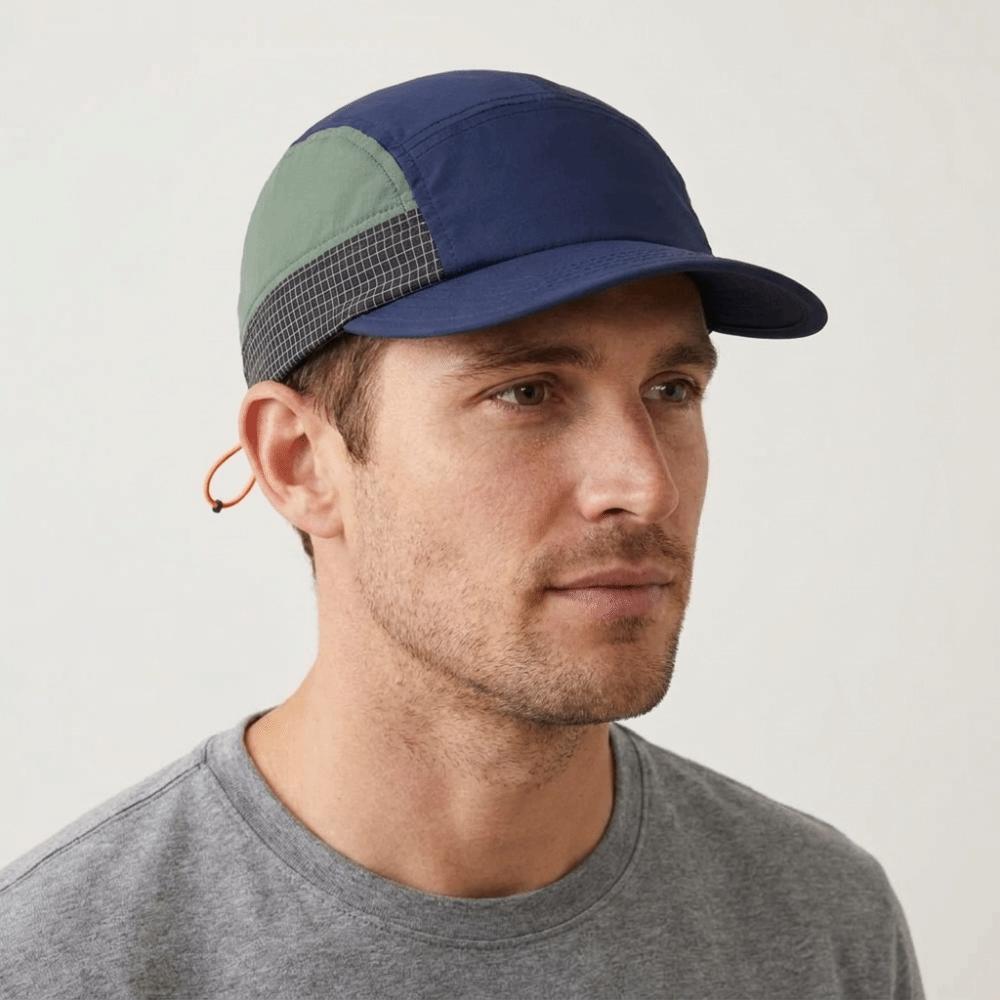Retro 5-panel Quick-drying Baseball Cap Soft Brim Plaid Running Caps Breathable Peaked Cap  Men