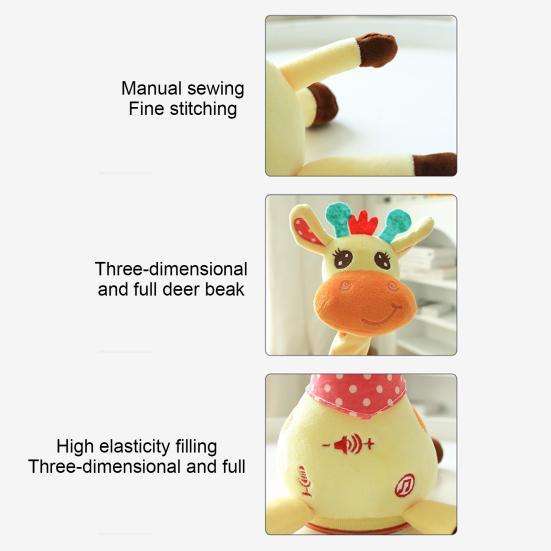 Музыкальная игрушка Жираф со светодиодной подсветкой Поет Танцует Повторяет то, что вы говорите Плюшевая игрушка Жираф для малыша Светящаяся Танцующая Говорящая Мягкая