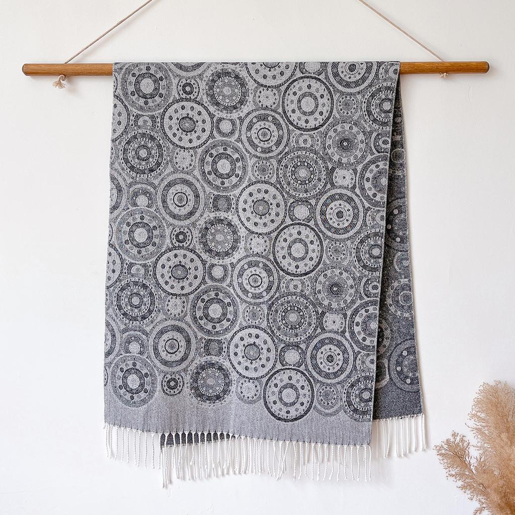 Manufacturer Cotton Scarf Shawl Circle Autumn And Winter Long Women'S Warm Fringed Jacquard Shawl Dual-Purpose Shawl